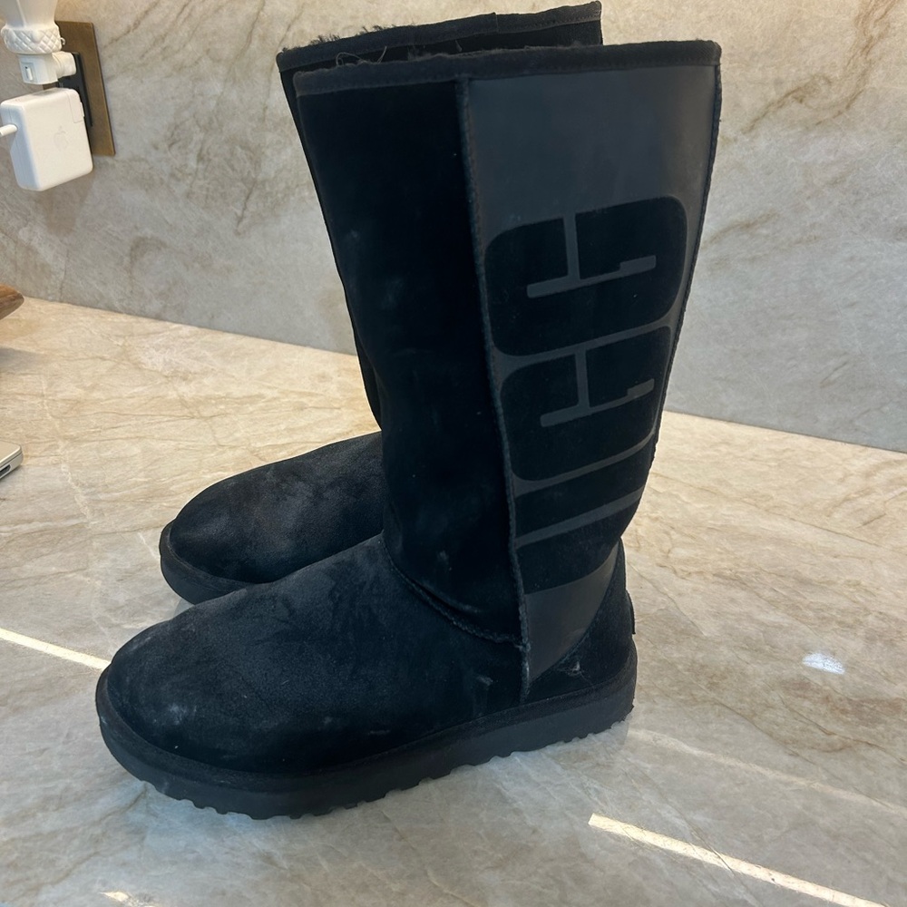 UGG Black Suede Tall Boots